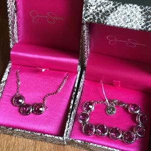 Jessica Simpson Matching Pink Necklace & Bracelet
